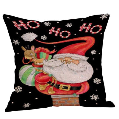 

New Christmas Decoration Flax Pillowcase Santa Claus Pattern Print Pillow Sofa Car Bed Sofa Pillow Case