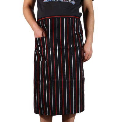 

Polyester Cooking Plaid Stripe Half Apron with 1 Pockets Kitchen Accessory