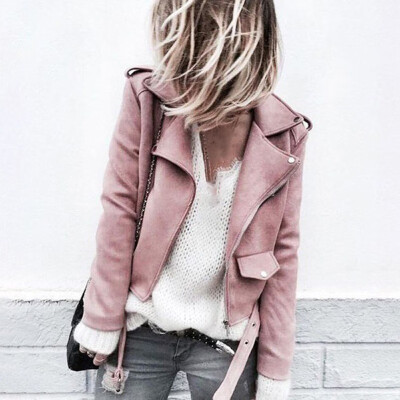 

Fashion Womens Short Jackets Ladies Zip Up Lapel Casual Coats Tops Outwear L3XL