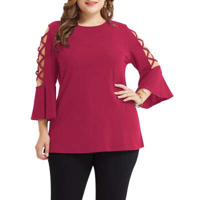 

Plus Size Criss Cross Bell Sleeve T-shirt