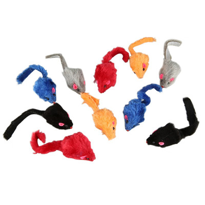 

10 pcslot Squeaky Plush Mice Toy for Cats Pet Colorful to Tease Cats Color Random Pet Supplies