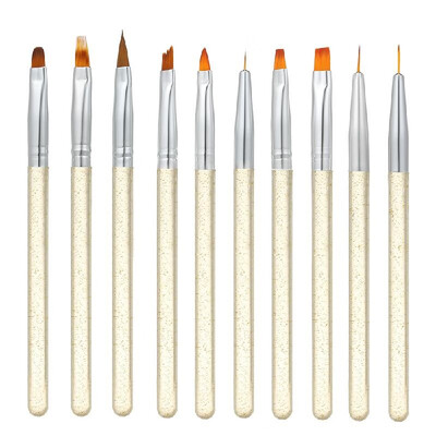 

10pcsset Nail Art Brush UV Gel Acrylic Crystal Design Builder Painting Drawing Carving Pen Linner Manicure Tool Set