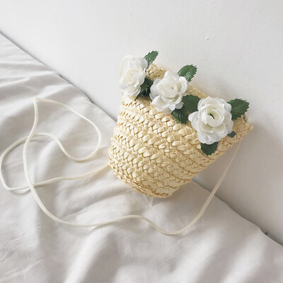 

Tailored Womens Fashion Flower Decorative Bag Woven Childrens Bag Messenger Bag