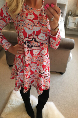 

Womens Christmas Jumper Dress Santa Snowman Long Sleeves Ladies Mini Dress New