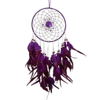 

Purple Rose Dream Catcher Feather Bead Hanging Decoration Ornament