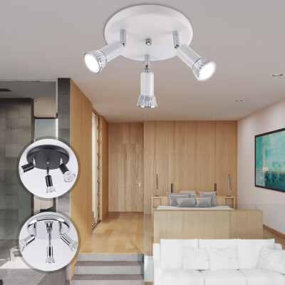 

3 Way Round Plate Ceiling Light Fitting Spot Lights LED Light Bulb Home Lighting