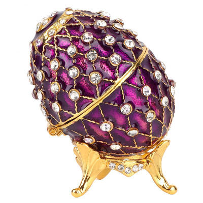 

Greensen Vintage Enameled Easter Egg Diamante Jewelry Organizer Trinket Box Decoration Gift