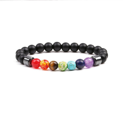 

Fashion Unisex Natural Stone Multicolor Beaded 7 Chakra Healing Bracelet Yoga Bracelet Volcanic Stone Bracelet Jewelry
