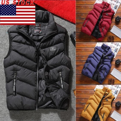 

Winter Warm Mens Down Cotton Padded Sleeveless Jacket Vest Waistcoat Parka -3XL