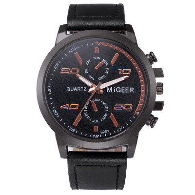 

〖Follure〗MIGEER High-End Fashion Mens Stainless Steel Watch Analog Alloy Quartz Watch