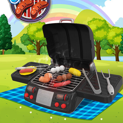 

Spray Griddle Electric Stove Play Food Kitchen Grill Set With LED Lights Kid Toy