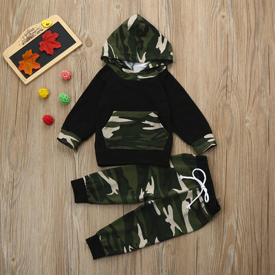 

2pcs Toddler Baby Boy Girl Clothes Set Camouflage Hoodie TopsPants Outfits