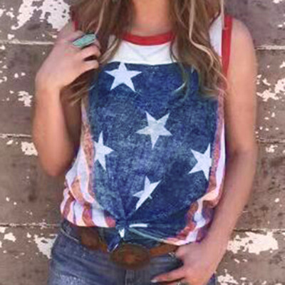 

Nomeni Women Independence Day Print T-Shirt Sleeveless T-Shirt Women Shirt