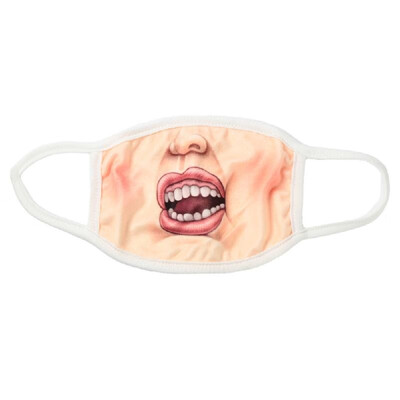 

Funny Unisex 3d Printed Mouth Mask Human Face Mouth-Muffle Ear Loop Anti-Dust Creative Mouth Gauze Mask