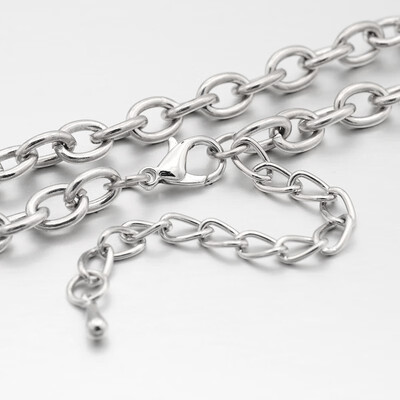 

Iron Cable Chain Necklace Makings with Alloy Lobster Claw Clasps&Iron End Chains Platinum 299"
