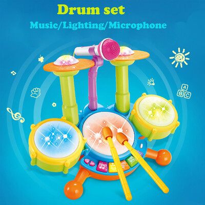 

YIWULAKids Electric Drum kit Toys Toddler Musical Instruments Playset Flash Light Toy