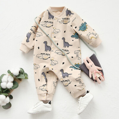 

Infant Baby Boy Girl Warm Clothes Long Sleeve Dinosaur Romper Jumpsuit Outfit