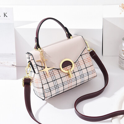 

Baggage ladies fashion summer handbag single shoulder Plaid twill small square bag Korean version Baitie texture