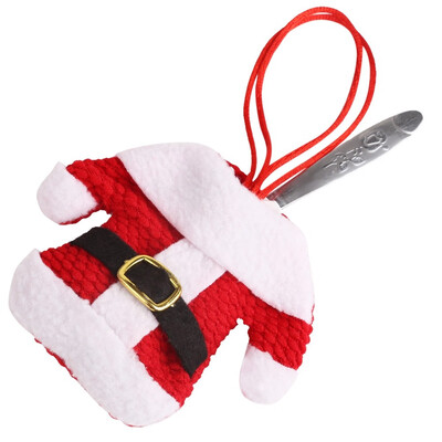 

6 Pairs Christmas Santa Decoration Suit Pants Cutlery Fork Spoon Holder Pockets