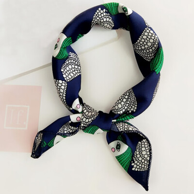 

Silk Scarf Women Spring Summer Retro Scarf Multicolor Head Scarf Stripe Design Print Kerchief