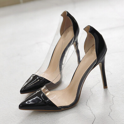 

Girls high heels women 2019 spring new Korean version of Joker pointed shallow transparent va va voom fine documentary shoes