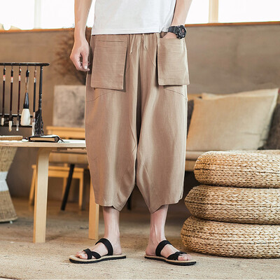 

Tailored Mens Fashion Trousers Linen Style Loose Casual Breathable Outdoor Summer Solid Sportswear