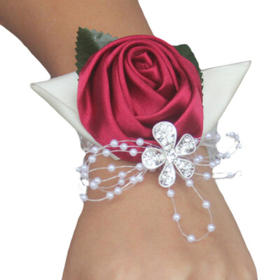 

Handmade Rhinestone Inlay Wrist Flower Bride Bridesmaid Corsage Wedding Supplies