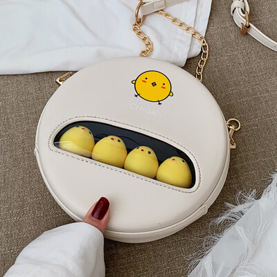 

Summer transparent small bag new 2019 chain shoulder Messenger bag girl cute cartoon small round bag