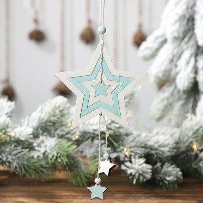 

〖Follure〗Christmas Wooden Four-layer Hollow Pendant Creative Cute Hanging Pendant