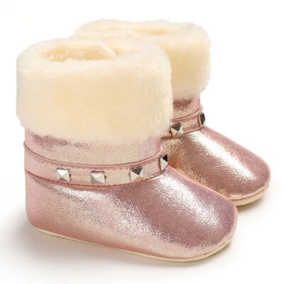 

Autumn Winter Baby Girl PU Boots Casual Shoes First Walkers Newborn Cute Cotton Non-slip Soft Sole Shoe