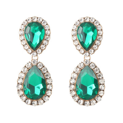 

2019 ZA Fashion vintage Full Crystal Drop Earrings Women Geometric Statement Rhinestone Earrings Wedding Party Jewelry