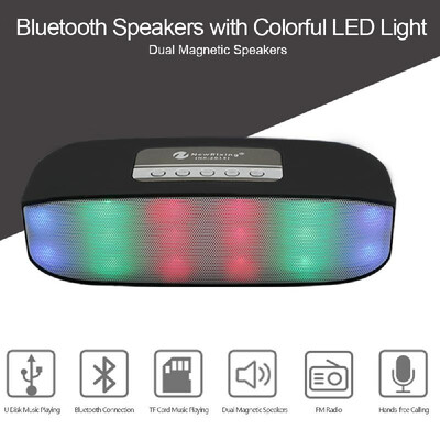 

New Rixing Bluetooth Speakers Pulse Colorful LED Light Stereo Music Sound Box Dual Magnetic Loudspeakers Support U Disk TF Card 3
