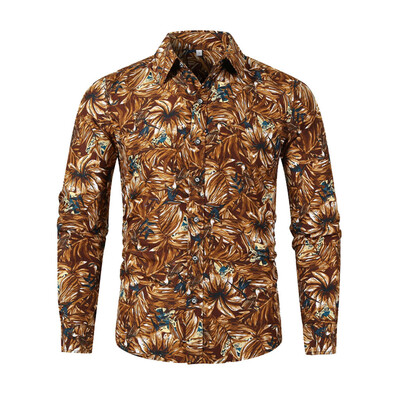 

Tailored Mens Autumn Winter Casual Slim Printed Long Sleeve Shirts Top Beach Blouse