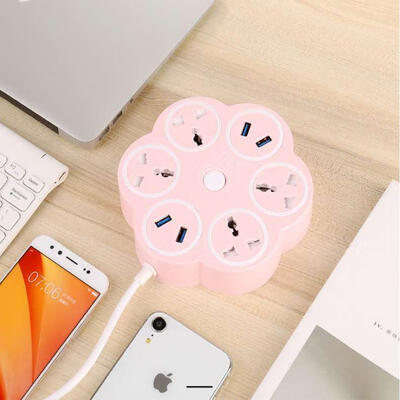 

BH-PC003 Flower Shape 4-Hole Power Strip Extension Socket Plug With 4 USB Ports For Home Office UseUS Plug