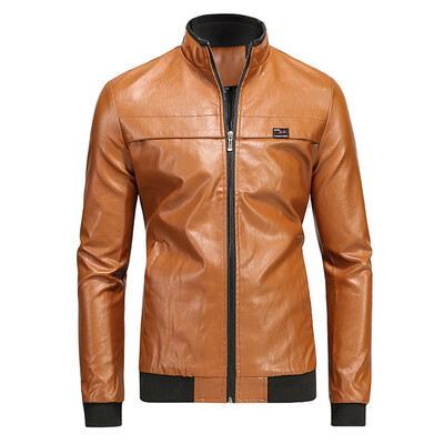 

Toponeto Men Winter Leather Jacket Biker Motorcycle Zipper Long Sleeve Coat Top Blouses
