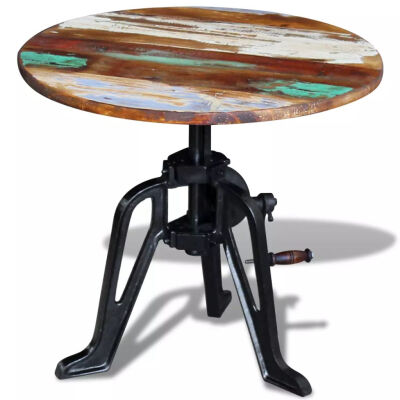 

Side Table Solid Reclaimed Wood Cast Iron 236"x165"-248"