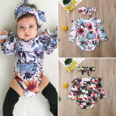 

UK Newborn Baby Girl 2PCS Floral Clothes Romper Bodysuit Jumpsuit Outfits Autumn