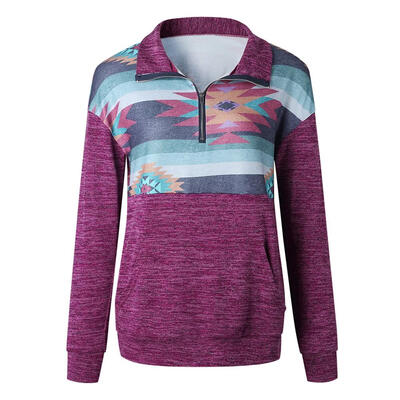 

Basic Quarter Zip Women Long Sleeve Pullover Sweatshirt Tops with Pockets