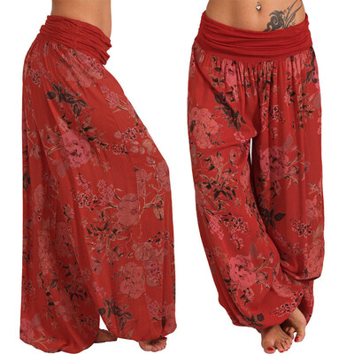 

Tailored Women Ladies Printed Band Width Loose Leg Pants Womens Casual Pants