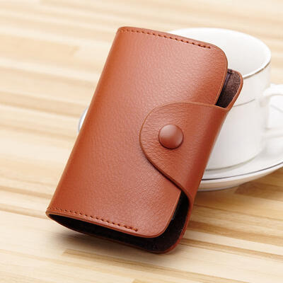 

Men Wallets Genuine Leather Small BankIDCredit Card Holder Wallet Women Organzier Buckle Mini Card Wallet Coin Purse