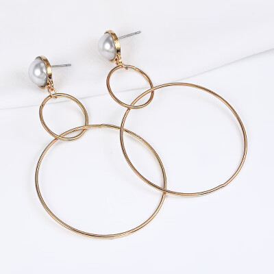 

E0312 New Fashion Round Drop Earrings For Women Simple Metal Fashion Jewelry Dangle Earring