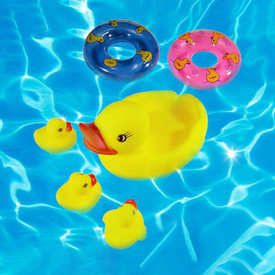 

YIWULACute Mini Yellow Rubber D uck Bath Floating D uck Baby Shower Toy 6Pcs