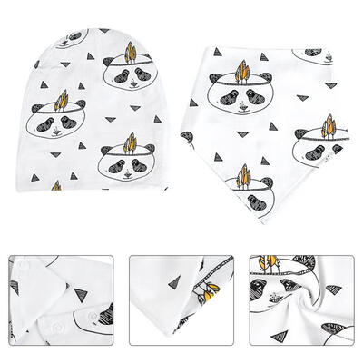 

Greensen 2Pcs Cotton Bend Bibs Newborn Baby Toddler Bib Burp Cloth Soft Snap Bib with Cute Hat