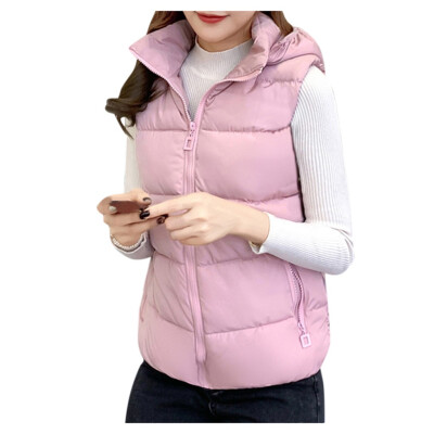 

Toponeto 5 Colors Fashion Women Warm Solid Hooded Vest Cotton Short Jacket Coat Vest