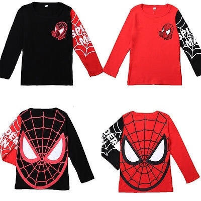 

Kids Baby Boys Toddlers T-shirts Spider Man Cartoon 100Cotton Tops 2-8Y Clothes
