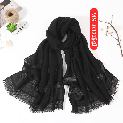 

Spring new cotton&linen national wind solid color hollow scarf foreign trade Sen literary wind lady shawl