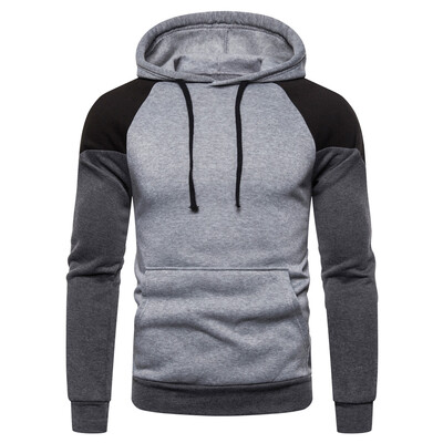

Men Long Sleeve Slim Fit Sweater Hoodie Drawstring Patchwork Sports Sweater Warm