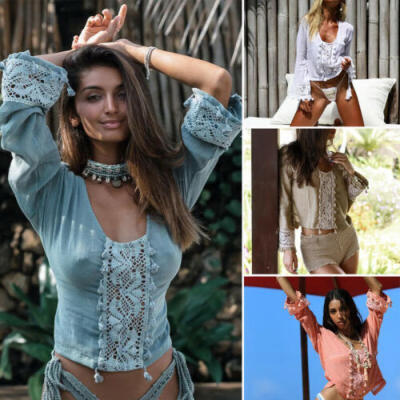 

Women Lace Crochet Bikini Cover Up Swimwear Bathing Suit Summer Beach Blouse