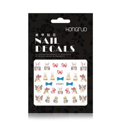 

〖Follure〗Flower 3D Nail Art Stickers Decals Manicure GoldSilver Decoration Tips