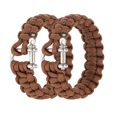 

2PCS 330 Paracord Bracelet Shackle Weaving Survival 304L Steel U style Buckle
